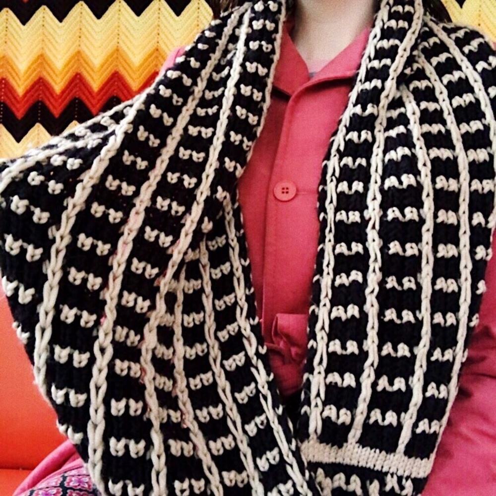 Chunky Black Knit Infinity Scarf